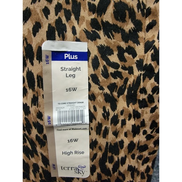 Terra & Sky Core Straight Leg‎ Demin Leopard Size 16W High Rise - Picture 2 of 8